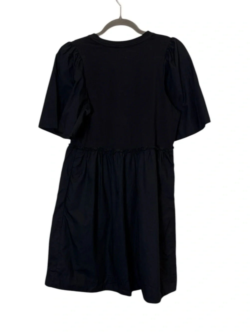 a new day Black Flutter-Sleeve Gathered-Waist Mini Dress sz S